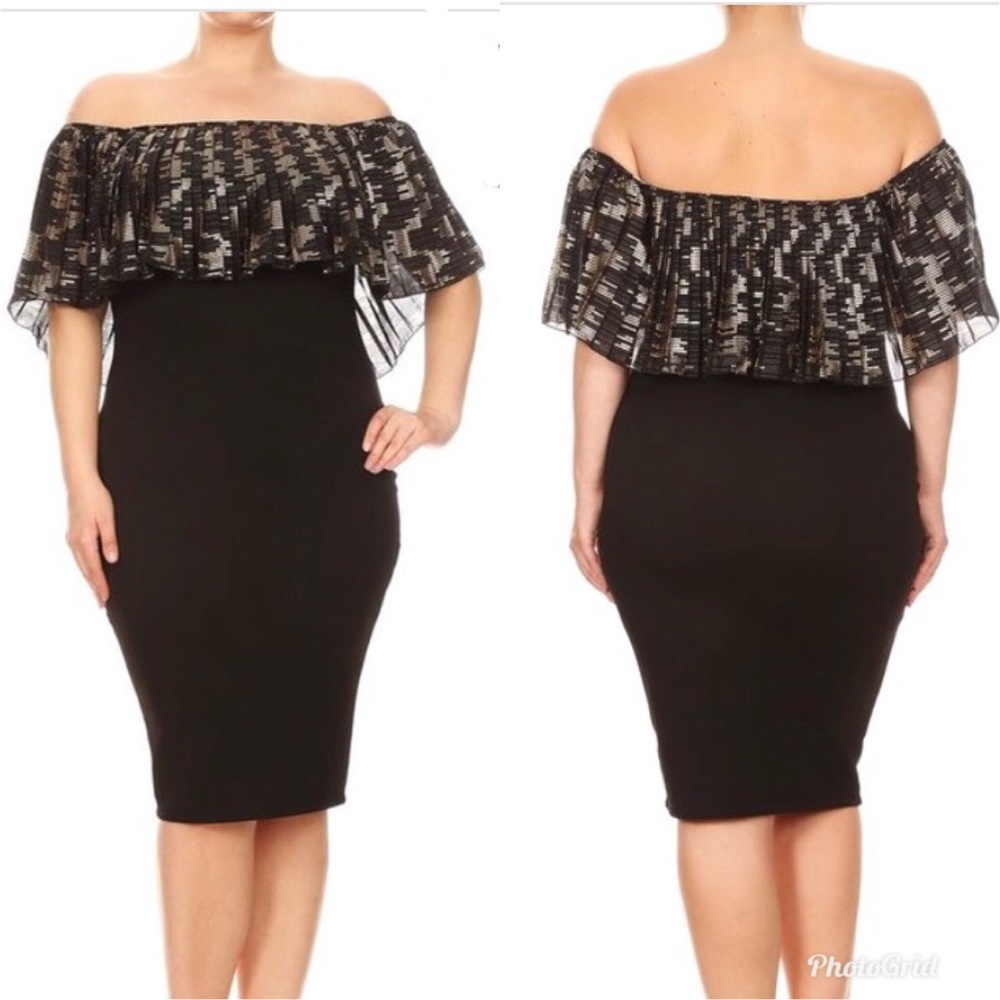 NEW✨Plus size Women’s black dress with gold